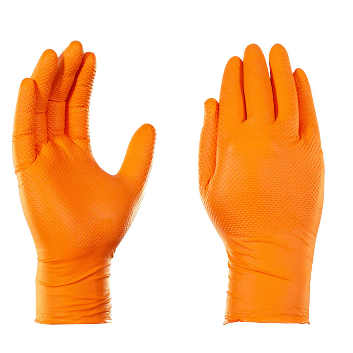 MT-RSR 8mil Nitrile Gloves w/ Diamond Texture - Orange - Large 36-10A-100L