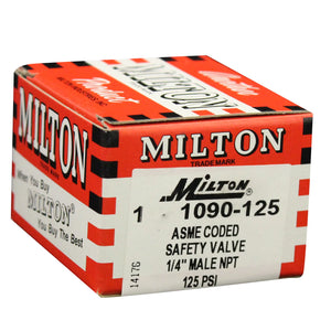 Milton 1090-125 1/4" MNPT ASME Safety Valve, 125 PSI Pop off Pressure