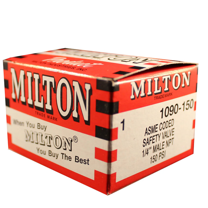 Milton 1090-150 1/4" MNPT ASME Safety Valve, 150 PSI Pop off Pressure