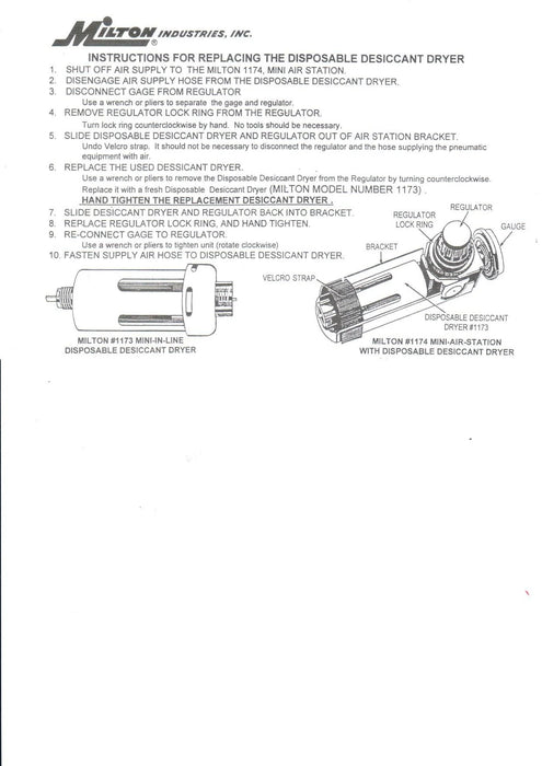 Milton S-1174 1/4" NPT Mini Air Station Desiccant Filter