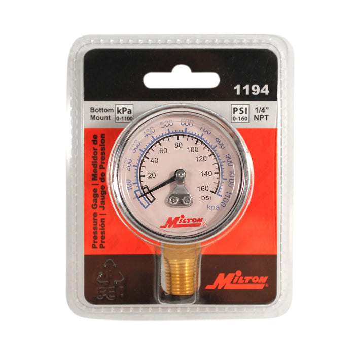 Milton 1194 1/4" NPT Pressure Dial Gauge