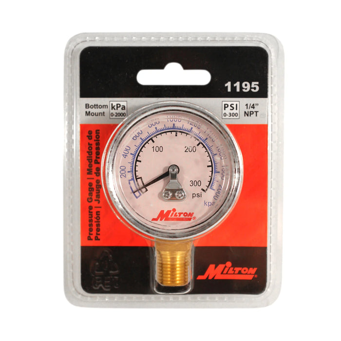 Milton 1195 1/4" NPT High Pressure Dial Gauge