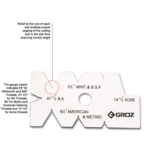 Groz Stainless Steel Screw Cutting Gauge 1223