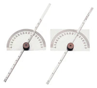 Groz Rectangular Head Depth Gauge with Protractor, 6 inch Steel Ruler 1225