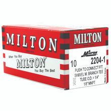 Load image into Gallery viewer, Milton  2204-1 1/8&quot; MNPT 1/4&quot; OD Push-to-Connect Swivel Branch Tee (Box of 10)