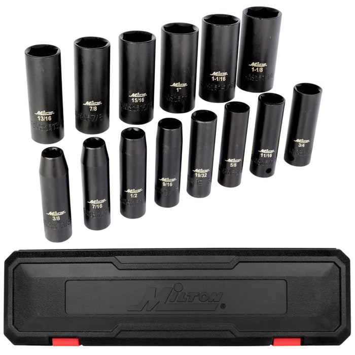 Zeeline 1300-SS-02 - Milton® 3/8” Drive Deep 6-20 Metric Impact Socket Set (15-Piece)