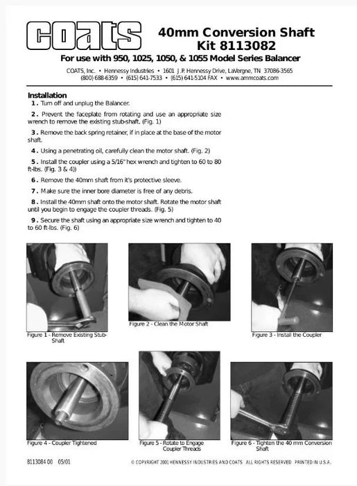 MT-RSR Conversion Wheel Balancer Shaft Converts 28 mm to 40 mm (Complete Kit) 13080