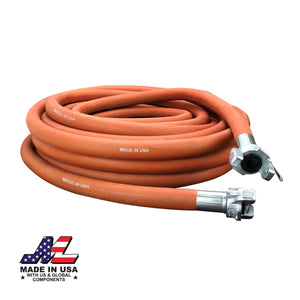 Milton 1638 Industrial Jackhammer 50' Red Rubber Air Hose w/ 3/4" Crimped Universal (Chicago) Coupling Connection Fitting, MADE IN USA