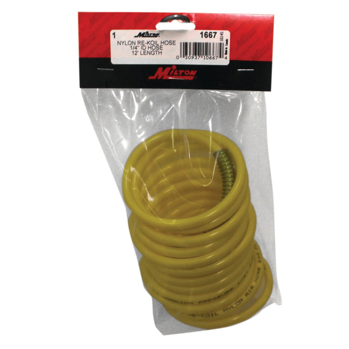 Milton 1667 12' Rekoil Hose, 1/4" MNPT