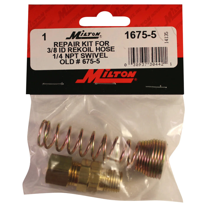 Milton 1675-5 Rekoil Hose End, 3/8" ID MNPT, Replacement (Pack of 5)