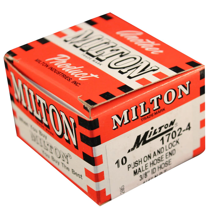 Milton 1702-4 1/4" MNPT 3/8" ID Push-on and Lock Fitting (Box of 10)