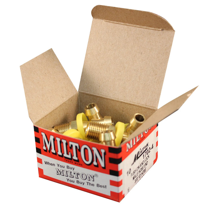 Milton 1702-4 1/4" MNPT 3/8" ID Push-on and Lock Fitting (Box of 10)