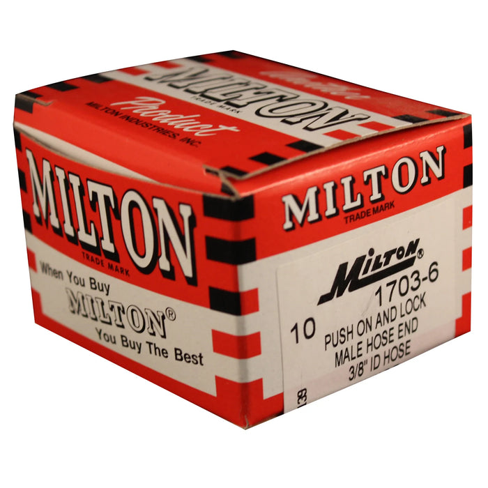 Milton 1703-6 3/8" MNPT 3/8" ID Push-on and Lock Fitting (Box of 10)