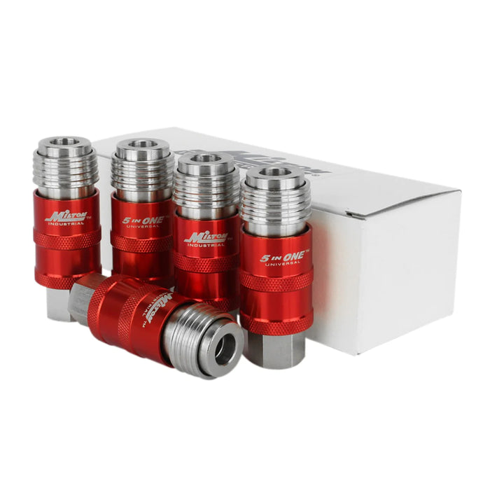 Milton 1752 5 In ONE Universal Safety Exhaust Quick-Connect Industrial Coupler, 3/8" NPT