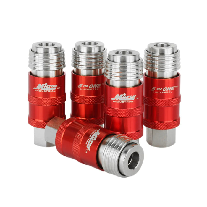 Milton 1752BK 5 In ONE Universal Safety Exhaust Quick-Connect Industrial Coupler, 3/8" NPT