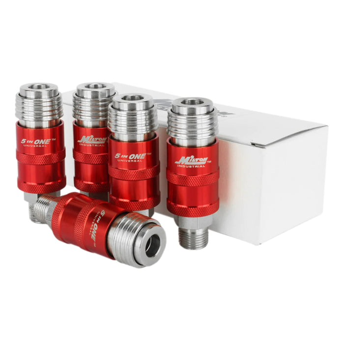 Milton 1753BK 5 In ONE Universal Safety Exhaust Quick-Connect Industrial Coupler, 3/8" NPT