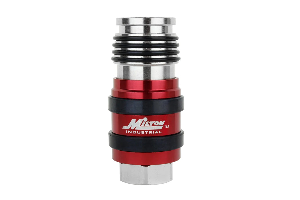 Milton  1756BK 2 In ONE Universal Safety Exhaust Industrial Coupler, 1/4" NPT x 3/8" Body Flow