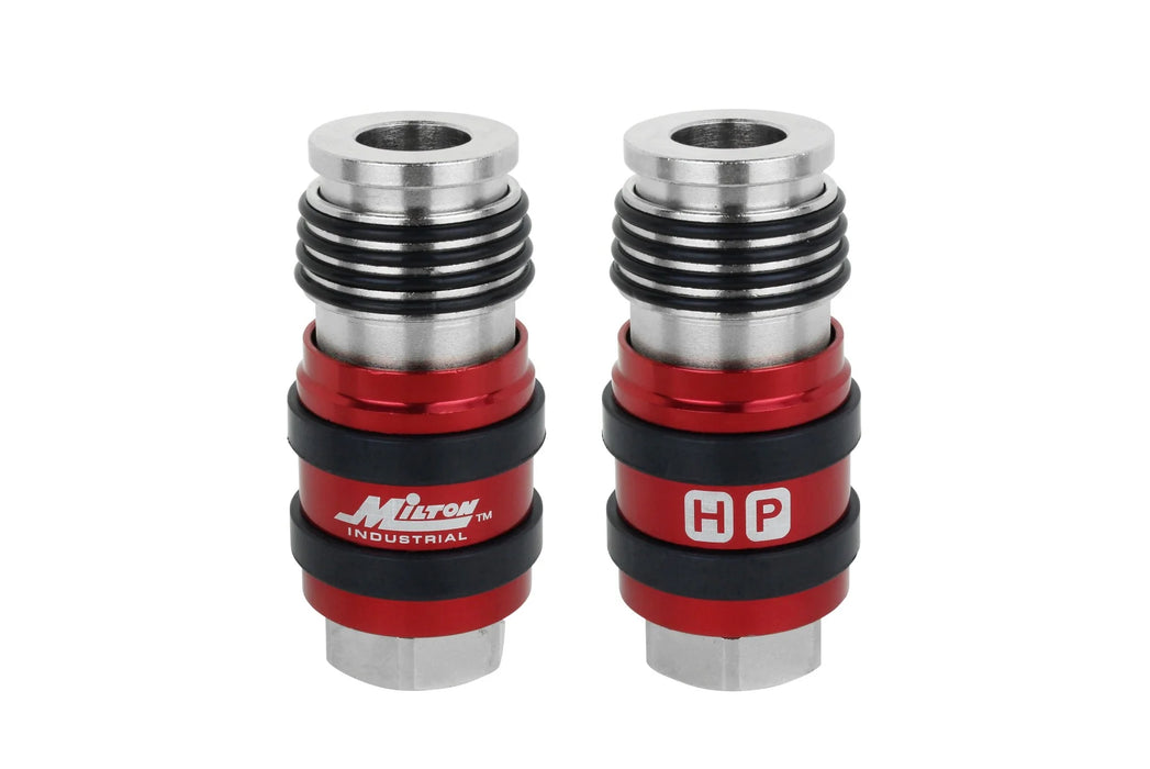 Milton 1758BK 2-In-ONE Universal Safety Exhaust Industrial Coupler, 3/8" NPT x 3/8" Body Flow