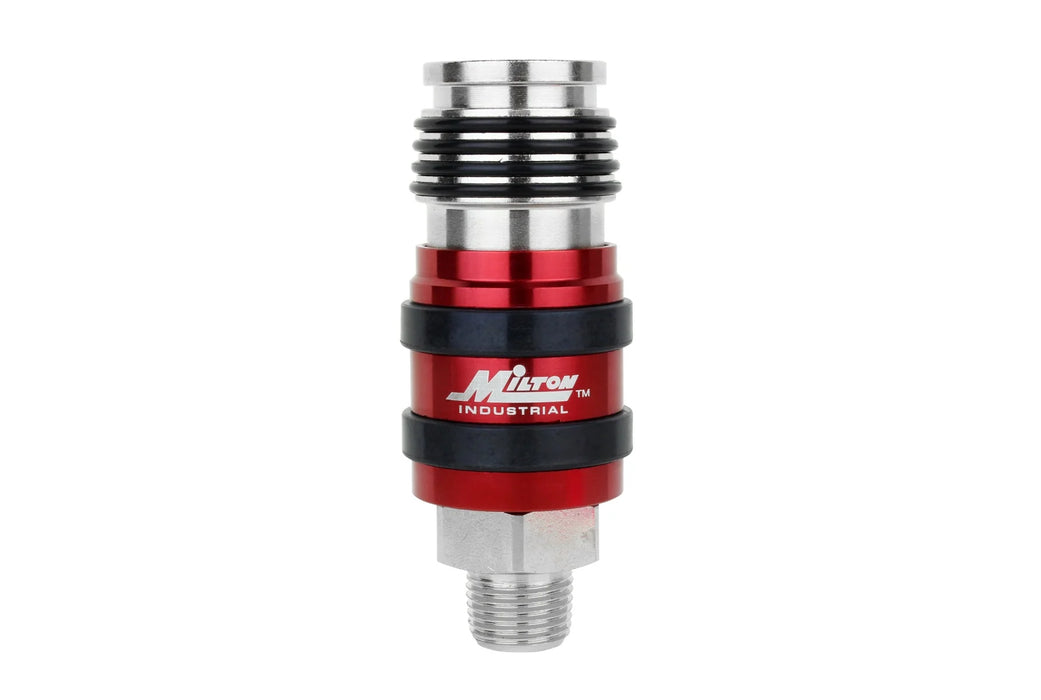 Milton 1759BK 2-In-ONE Universal Safety Exhaust Industrial Coupler, 3/8" NPT x 3/8" Body Flow