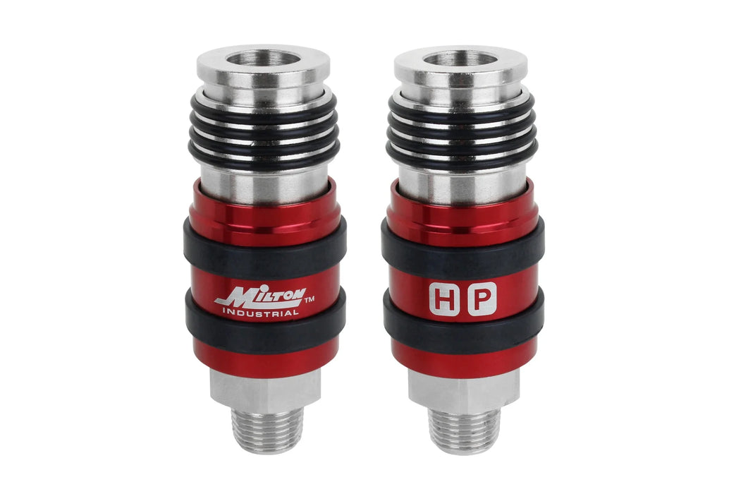 Milton 1759BK 2-In-ONE Universal Safety Exhaust Industrial Coupler, 3/8" NPT x 3/8" Body Flow