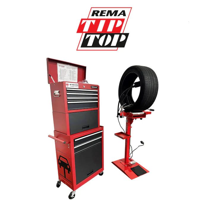 MT-RSR - Rema - Tire Repair Toolbox, w/ Worklight, Tire Spreader, Milwaukee Buffer Kit MT-TRK06