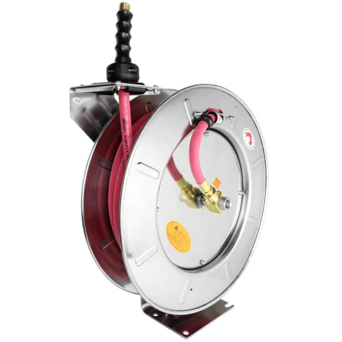 Zeeline 2756-5012SS - Milton® Industrial Stainless Steel Hose Reel Retractable, 1/2" ID X 50' EPDM Hose W/ 1/2" NPT, 300 PSI