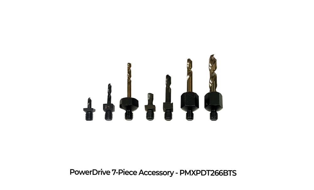 ProMAXX PMXPDT266BTS POWERDRIVE ACCESSORY PACK - 7 PREMIUM THREADED DRILL BITS MULTI-SIZES AND COUNTERSINK