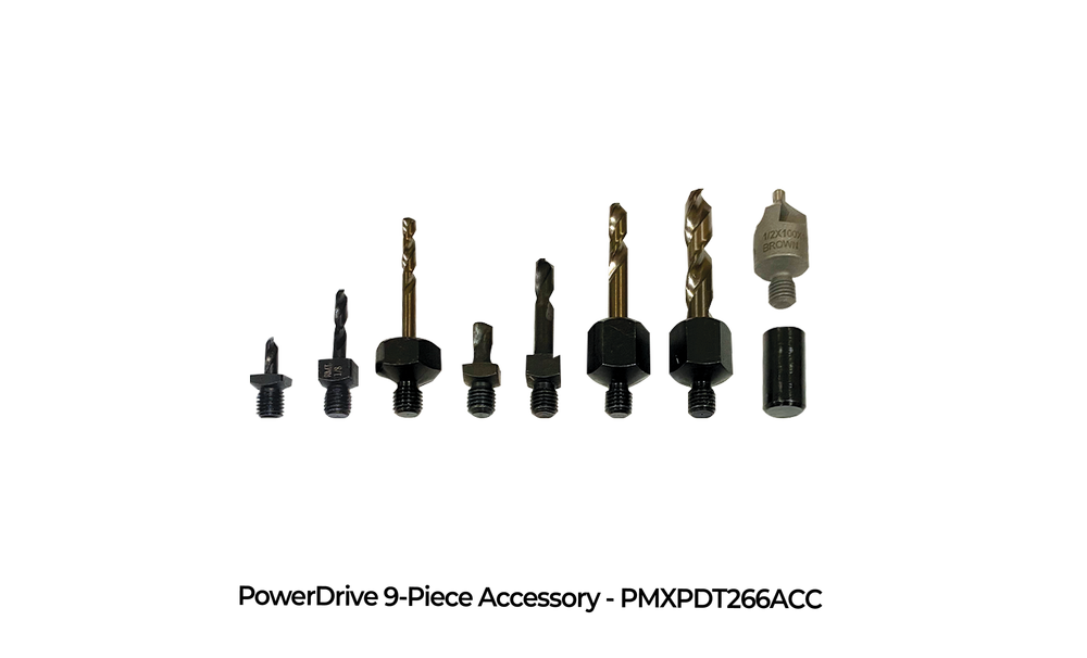 ProMAXX PMXPDT266BTS POWERDRIVE ACCESSORY PACK - 7 PREMIUM THREADED DRILL BITS MULTI-SIZES AND COUNTERSINK