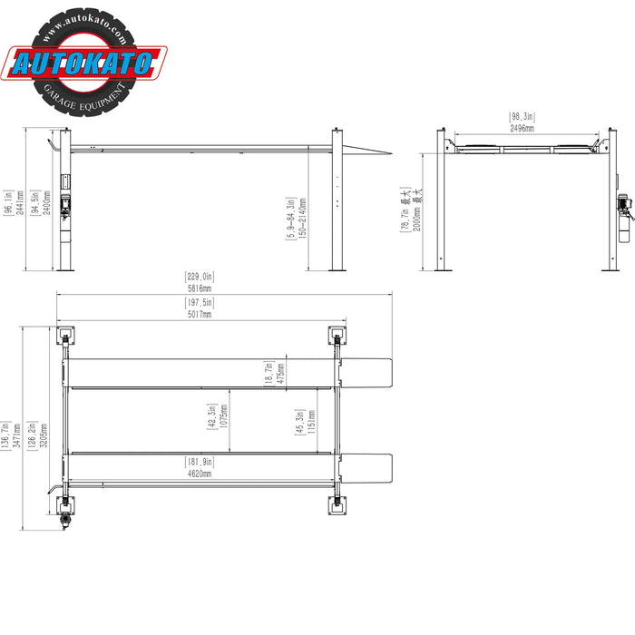 Katool AK-4H110 Four Post Vehicle Lift 11,000lbs