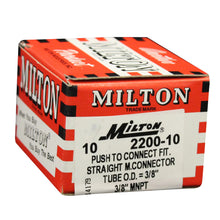 Load image into Gallery viewer, Milton 2200-10 3/8&quot; MNPT 3/8&quot; OD Push-to-Connect Tube Fitting (Box of 10)