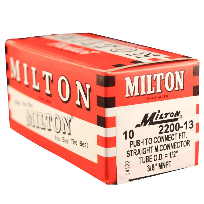 Milton 2200-13 3/8" MNPT 1/2" OD Push-to-Connect Tube Fitting (Box of 10)