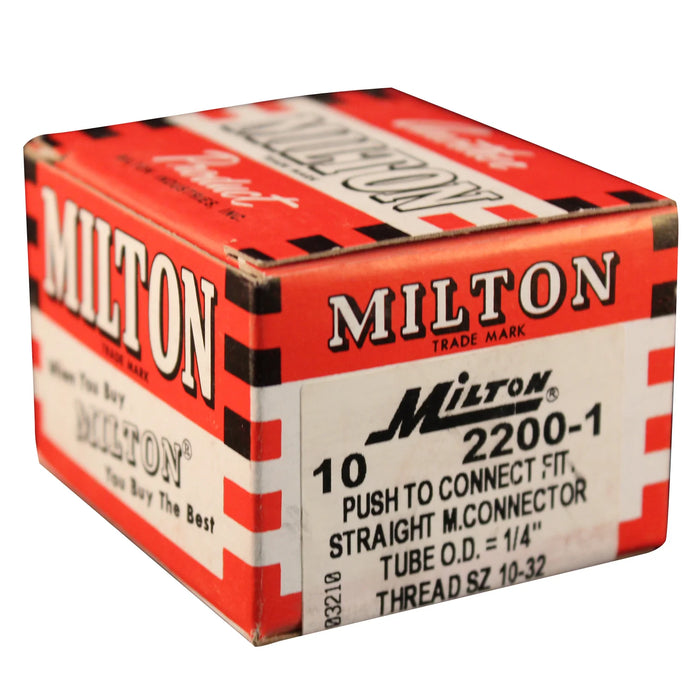 Milton 2200-1 10-32 NPT 1/4" OD Push-to-Connect Tube Fitting (Box of 10)