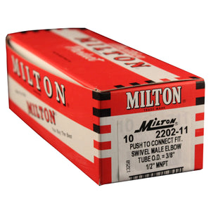 Milton 2202-11 1/2" MNPT 3/8" OD Push-to-Connect Swivel Elbow (Box of 10)