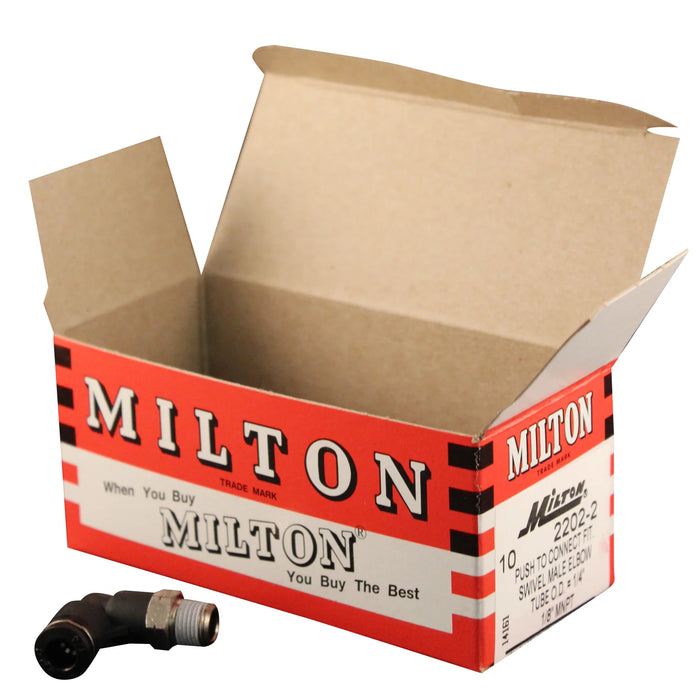 Milton 2202-2 1/8" MNPT 1/4" OD Push-to-Connect Swivel Elbow (Box of 10)