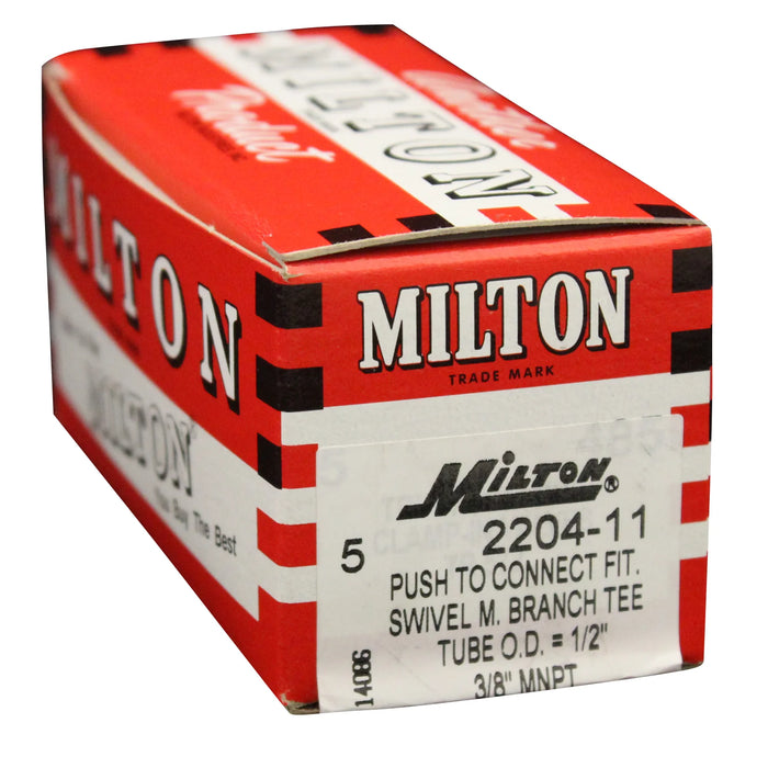 Milton 2204-11 3/8" MNPT 1/2" OD Push-to-Connect Swivel Branch Tee (Box of 5)