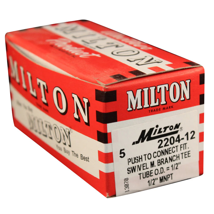 Milton 2204-12 1/2" MNPT 1/2" OD Push-to-Connect Swivel Branch Tee (Box of 5)