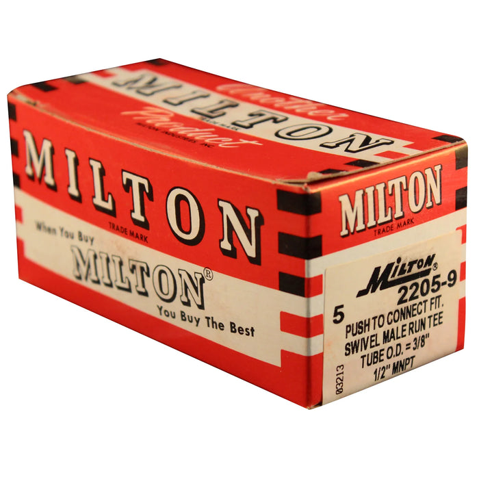 Milton 2205-9 1/2" MNPT 3/8" OD Push-to-Connect Swivel Run Tee (Box of 5)