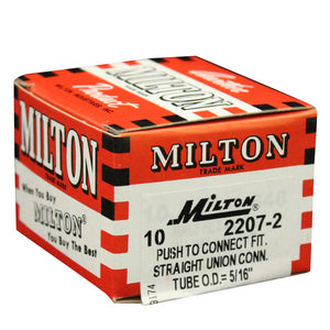 Milton 2207-2 5/16" OD Push-to-Connect Straight Union (Box of 10)