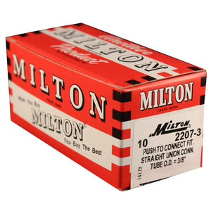 Milton 2207-3 3/8" OD Push-to-Connect Straight Union (Box of 10)