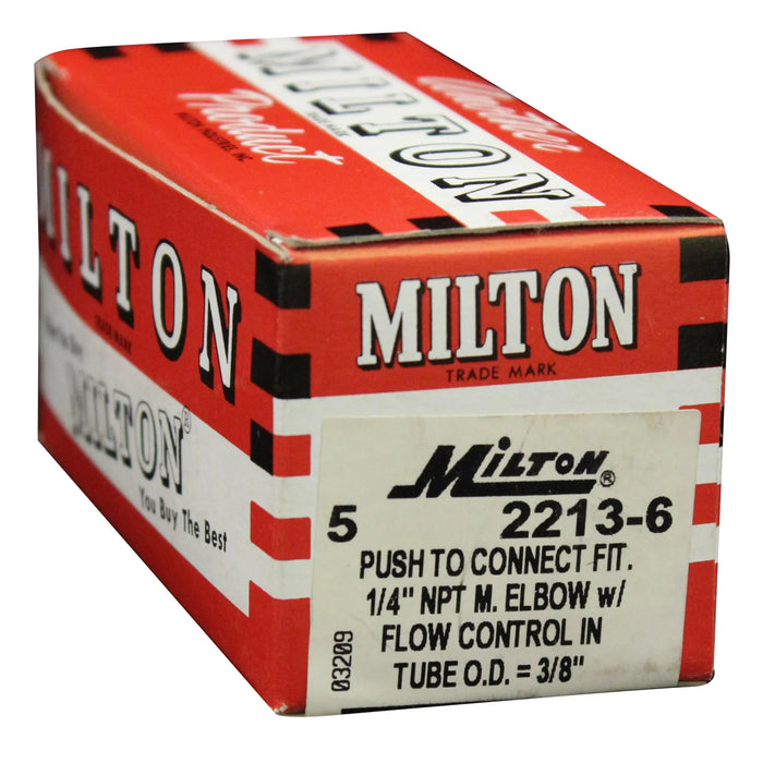 Milton 2213-6 1/4" MNPT 3/8" OD Push-to-Connect Meter In Flow Control (Box of 5)