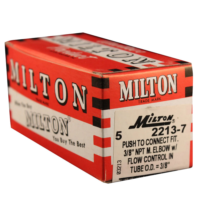 Milton 2213-7 3/8" MNPT 3/8" OD Push-to-Connect Meter In Flow Control (Box of 5)