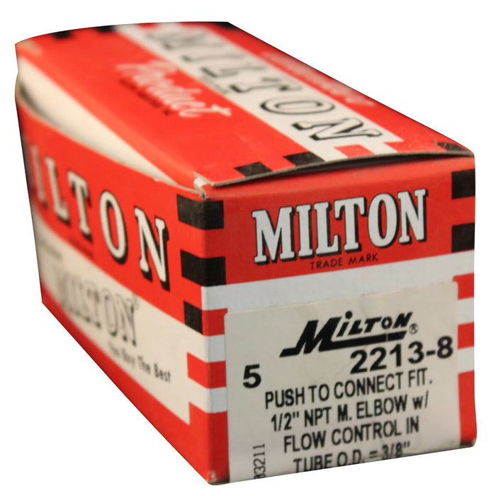 Milton 2213-8 1/2" MNPT 3/8" OD Push-to-Connect Meter In Flow Control (Box of 5)