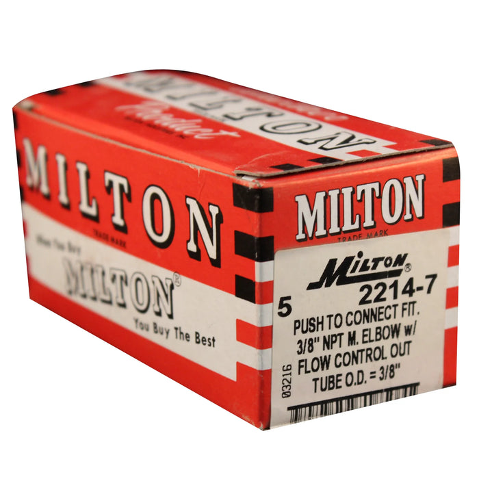 Milton 2214-7 3/8" MNPT 3/8" OD Push-to-Connect Meter Out Flow Control (Box of 5)