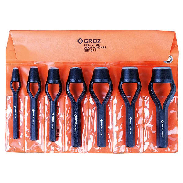 Groz 7-Piece Arch Punch Set, Bell Type, 45 ±5 HRC 26441