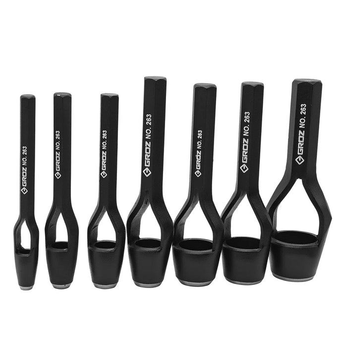 Groz 7-Piece Arch Punch Set, Bell Type, 45 ±5 HRC 26441