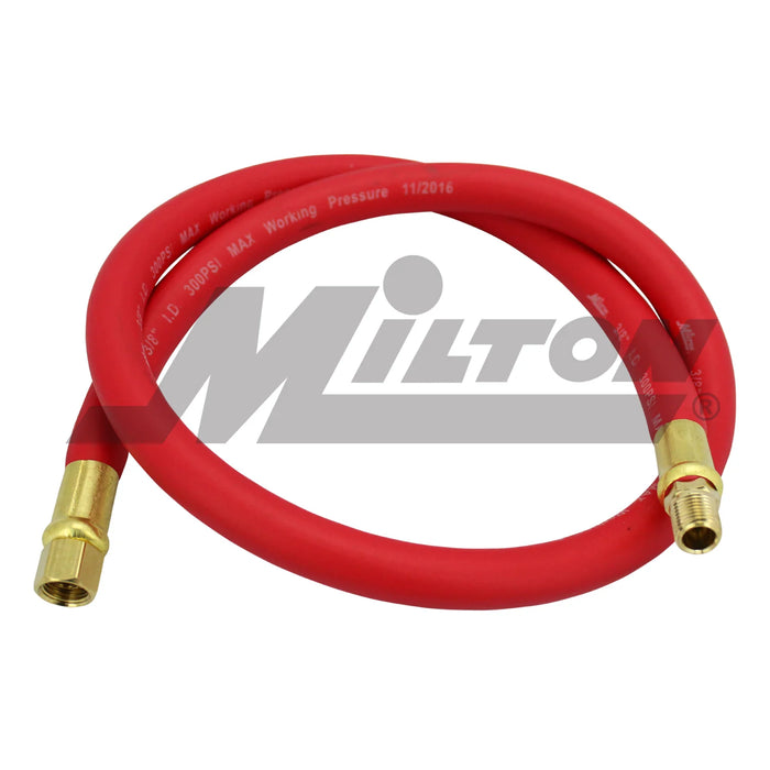 Milton 2760-3LH Air Leader Hose, 3/8" x 3 ft. Rubber Hose - 1/4" NPT Brass Ends, 300 Max PSI