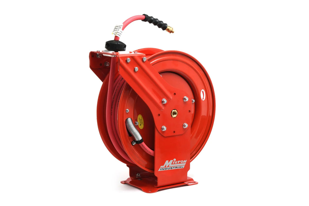 Milton 2770-50D Industrial Auto-Retracting Hose Reel w/ EPDM Rubber Hose, 300 PSI