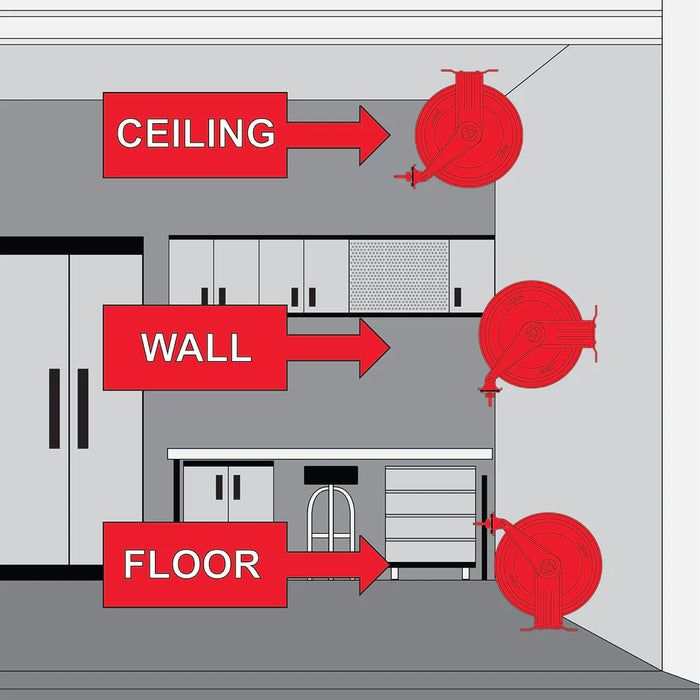 Zeeline 2790-50D - Milton® Industrial Auto-Retracting Hose Reel 1/2" MNPT X 50' Hybrid Rubber Hose, 300 PSI