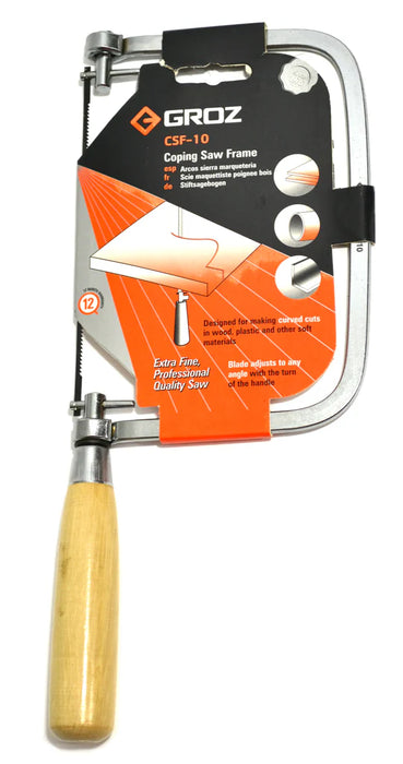 Groz Coping Saw - Chrome Plated Frame - DIY - Overall Length: 12-3/4” 30221