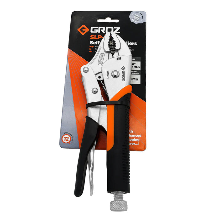 Groz 10" Self-Locking Pliers with Curved Jaws 31631